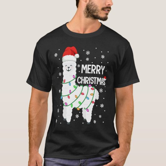 T-shirt Llama Joyeux Noël Hommes Enfants Llama Noël (Devant)