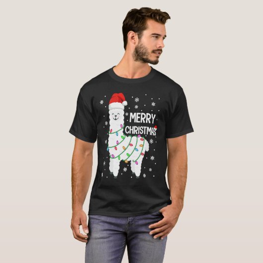 T-shirt Llama Joyeux Noël Hommes Enfants Llama Noël (Devant entier)