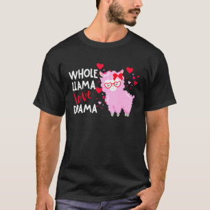T-shirt Llama Llama Alpaca Amour Saint-Valentin Cœurs Verr