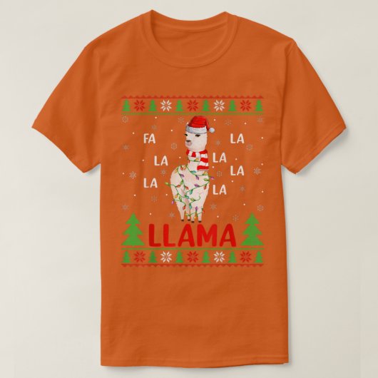 T-shirt Llama Lover Xmas Lights Fa Laid La Llama Christ (Design devant)