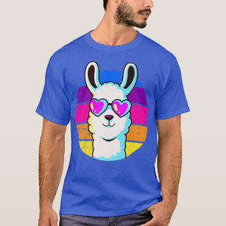 T-shirt Llama Lunettes de Coeur Alpaca Llamas Lover Enfant