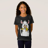 T-Shirt Llama Manger Pizza Funny Alpaca Pizza Nourriture L (Devant entier)