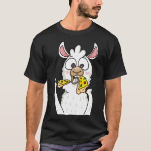 T-shirt Llama Manger Pizza Funny Alpaca Pizza Nourriture L