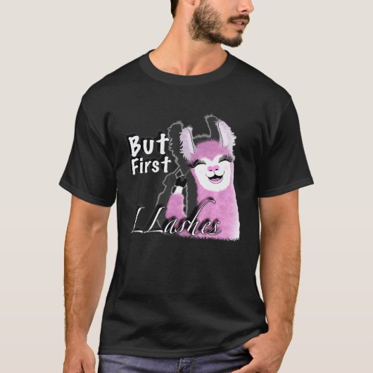 T-shirt Llama mignon avec de longs cils Premium (Devant)