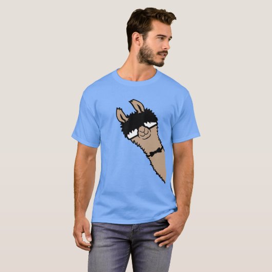 T-shirt Llama Nerd Cool Alpaca Peeking Sunglasses Bow Tie (Devant entier)