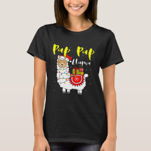 T-shirt Llama Pap Pap Lights Santa Hat Xmas Pajama Matchin