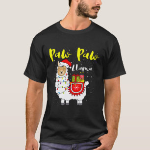 T-shirt Llama Paw Paw Lumières Chapeau de Père Noël Xmas P