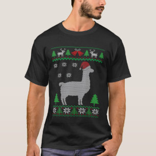 T-shirt Llama portant un chapeau de Père Noël Alpaca Noël