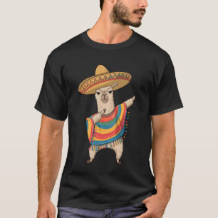 T-shirt Llama qui fait le dab dans un chapeau mexicain pon