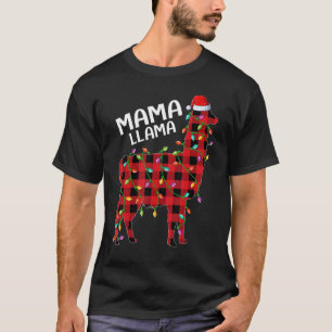T-shirt Llama Red Buffalo Plaid Mama Llama Christmas Paja
