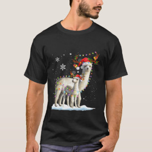 T-shirt Llama Renne Xmas Lumière Noël Ornements Xmas