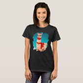 T-shirt Llama Santa Claus Casquette Noël mignonne Alpaca L (Devant entier)