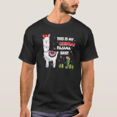 T-shirt Llama Santa Lumières C'est Mon Pyjama De Noël Hol (Devant)