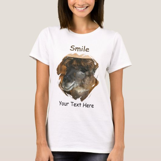 T-shirt Llama Smile Cute Animal (Devant)