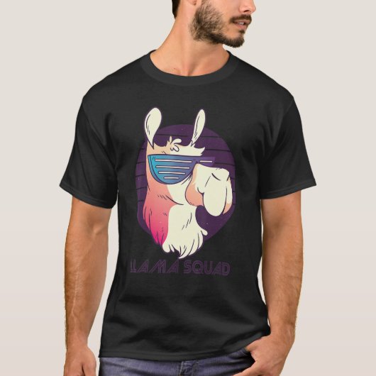 T-shirt Llama Squad Cool Alpaca Llama avec lunettes de sol (Devant)