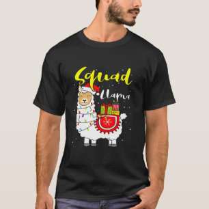 T-shirt Llama Squad Éclaire Chapeau de Père Noël Xmas Fami