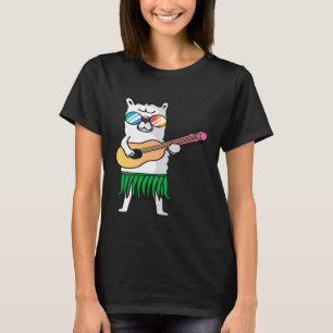 T-shirt Llama Ukulele Luau Mignon Cool Hawaï Alpaga