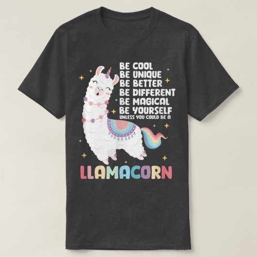 T-shirt Llama Unicorn Be A Llamacorn (Design devant)