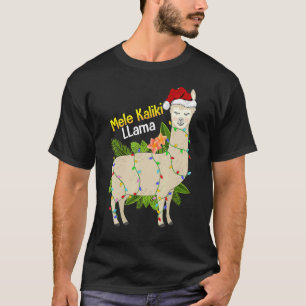 T-shirt Llama Xmas Lights Mele Kalikimaka Llama Noël