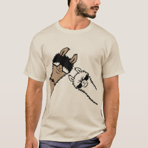T-shirt Llamas Cool Portant des Lunettes de Soleil Ami Ani