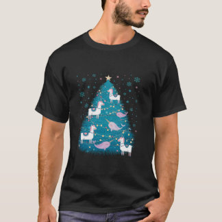 T-shirt Llamas et Narwhals Flammes de neige Tre de Noël