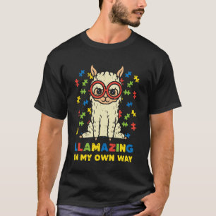 T-shirt Llamazing à ma manière Llama Puzzle Girls Autisme