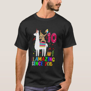 T-shirt Llamazing Depuis 2015 Llama Paresseux 10ème Annive