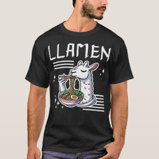 T-shirt Llamen Cute Llama Manger Ramen