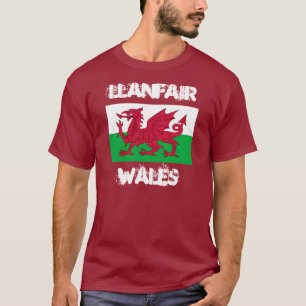 T-shirt Llanfair, Pays de Galles avec drapeau gallois