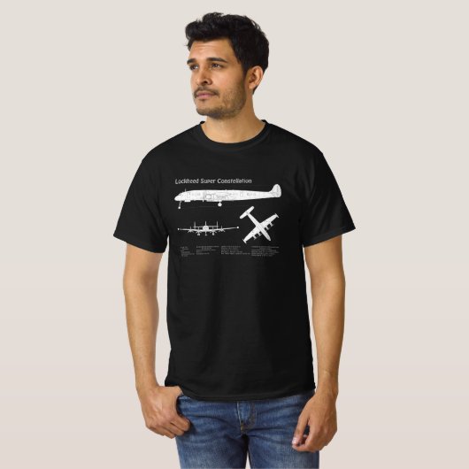 T-shirt Lockheed L-1049 Super Constellation - Plans ABD (Devant entier)