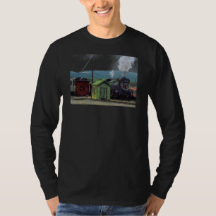 T-shirt Locomotive à vapeur entrant dans la cour de train