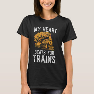T-shirt Locomotive À Vapeur My Heart Beats For Trains Trai