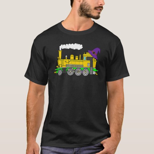 T-shirt Locomotive Train Sorcière casquette Lazy Halloween (Devant)