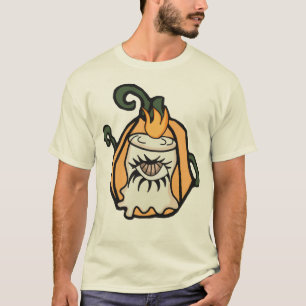 T-shirt L'oeil Éffrayant d'un Citrouille de Bois rétro