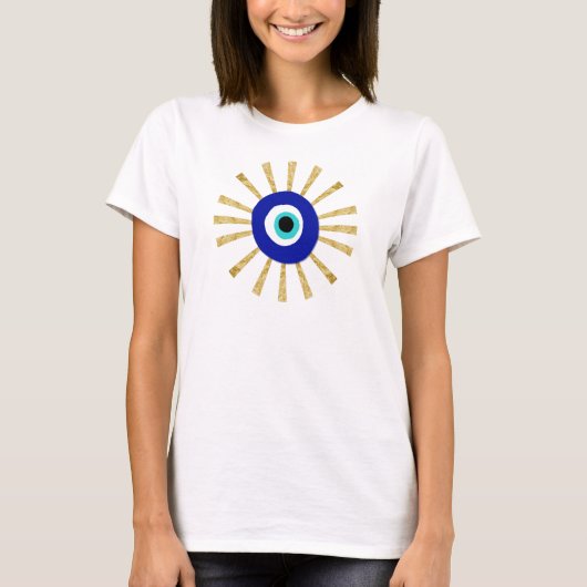 T-shirt L'oeil grec sur l'or Sunburst Lucky Charm (Devant)