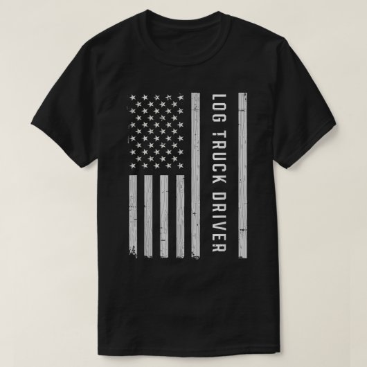 T-shirt Log Truck Driver USA Flag Patriotic  (Design devant)