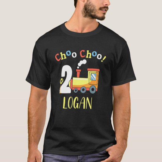 T-shirt Logan Choo Choo Deux Train 2e Anniversaire à 2 ans (Devant)