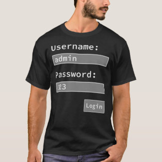 T-shirt Login Form, Username Admin Password 123, Software 