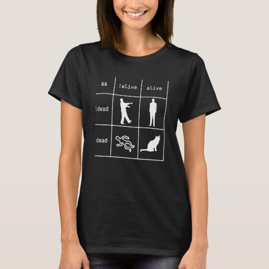 T-shirt Logique Booléenne Vivante Et Dead Programmer Cat (Devant)
