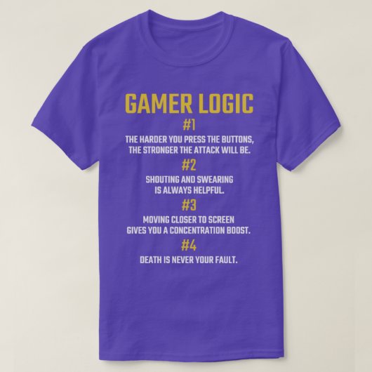 T-shirt Logique de gamer pour le ventilateur de jeu vidéo (Design devant)