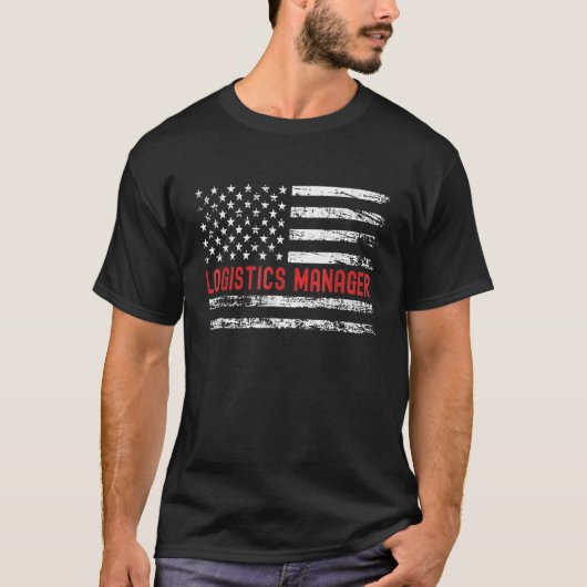 T-shirt Logistics Manager USA Flag Profession Retro Job Ti (Devant)