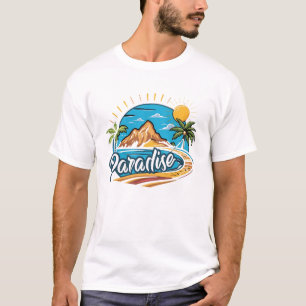 T-shirt Logo Art d'Île Paradisiaque Tropicale