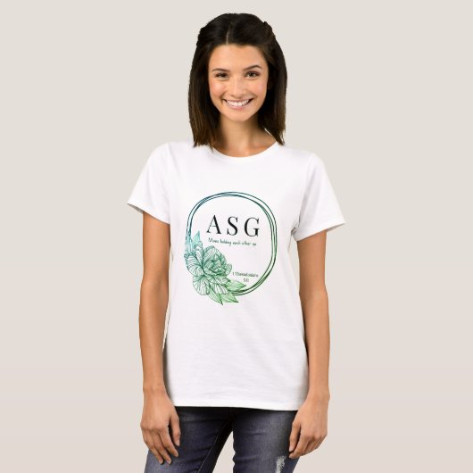 T-shirt Logo ASG en vert et bleu (nom sur le dos) (Devant entier)