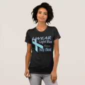 T-shirt Logo bleu-clair de conscience de ruban de cancer (Devant entier)