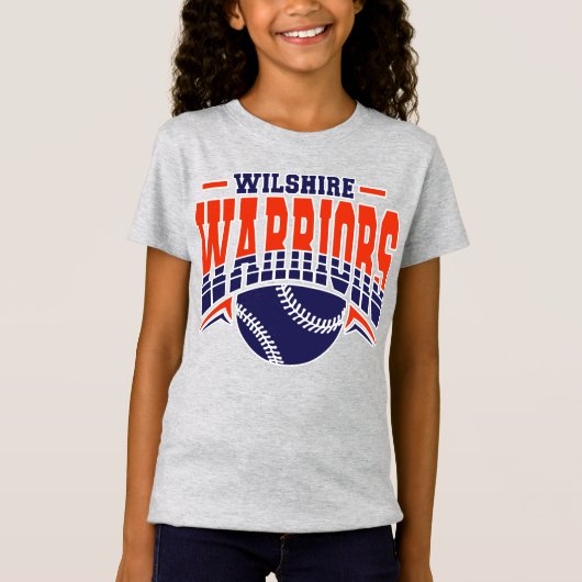 T-Shirt Logo de base-ball de la marine Wilshire Warriors (Devant)