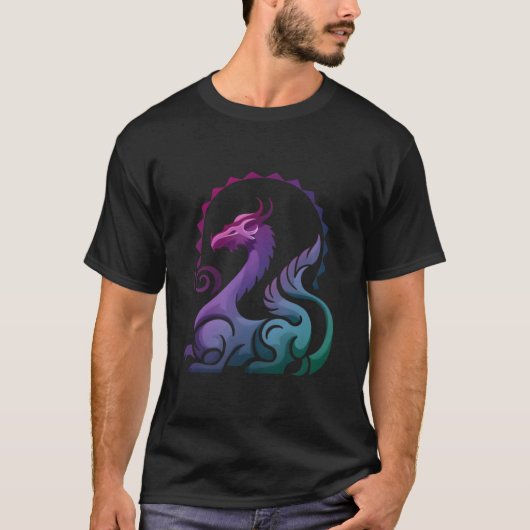 T-shirt Logo de dégradé de dragon violet Abstrait (Devant)