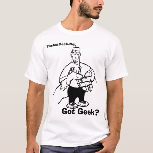 T-shirt Logo de geek de poche normal, obtenu le geek ? , (Devant)