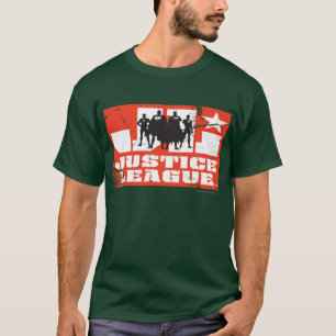 T-shirt Logo de la Ligue de Justice et silhouettes de cara