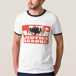 T-shirt Logo de la Ligue de Justice et silhouettes de cara