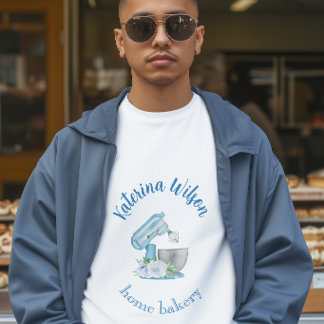 T-shirt Logo de la petite boulangerie mélangeur fleur bleu